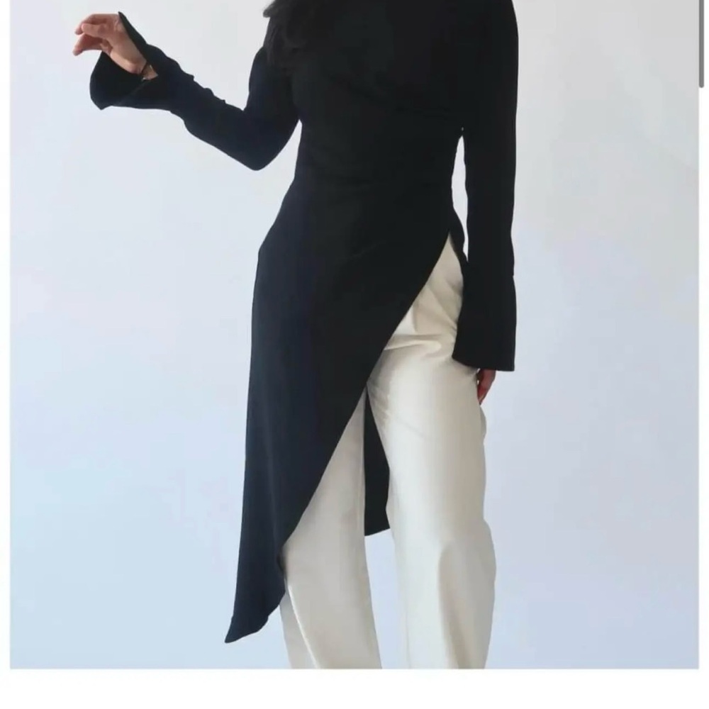 Asymmetric Black Long Sleeve Top